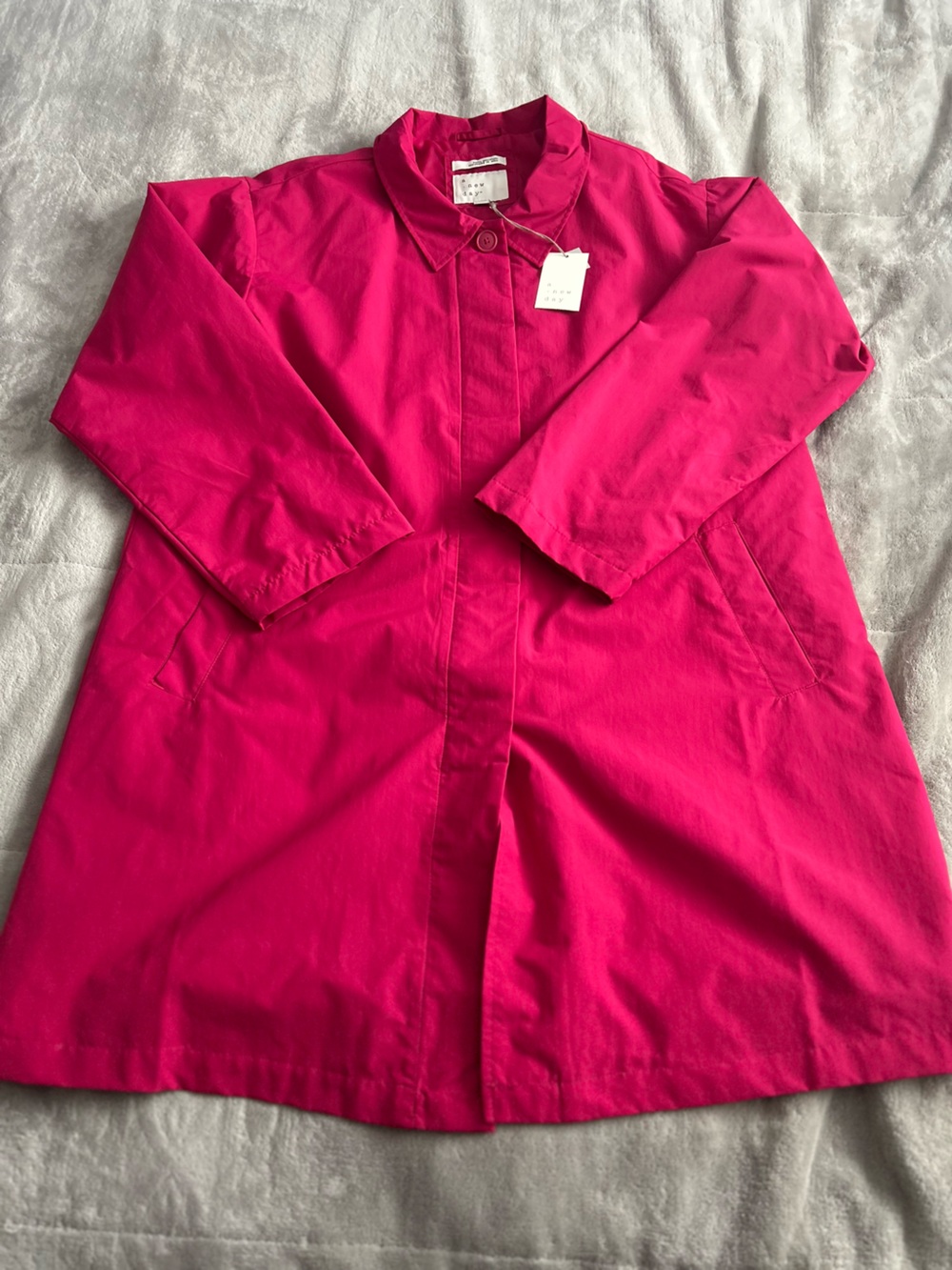 A New Day Women's Long Trench Coat -
Vibrant Magenta Pink size XL - Picture 2 of 6